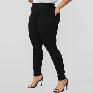 Super High Waist Denim Skinnies - Black